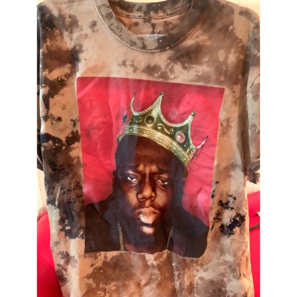 Upcycled Notorious B.I.G. Biggie bleached t-shirt - Picture 2 of 5